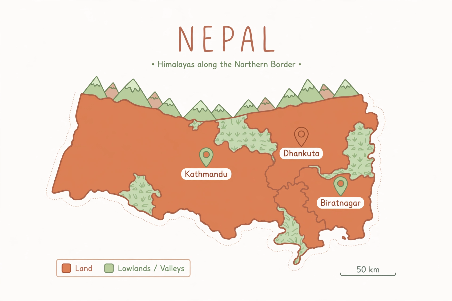 Map of Nepal showing Bodhi franchise locations
